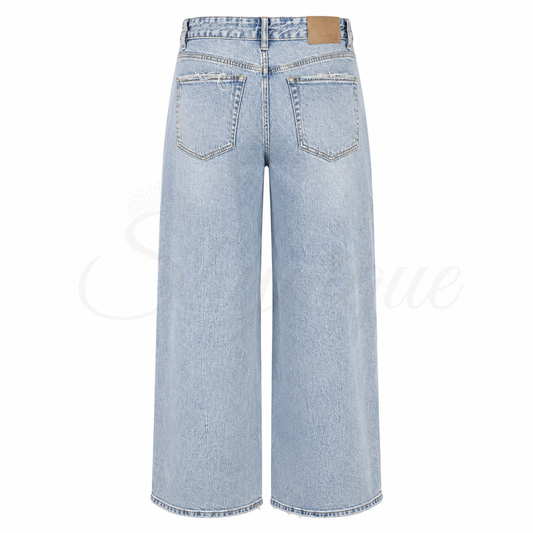 Folded Waist Straight-leg Jeans β Blue