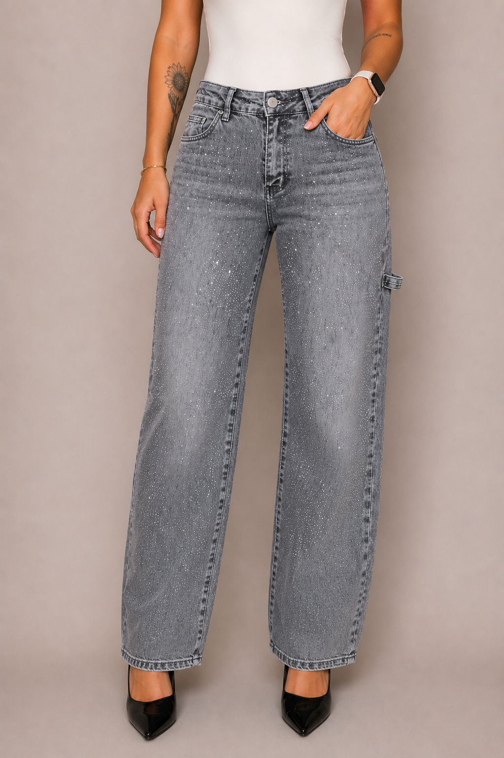 Glitter Nova Balloon Jeans – Grey