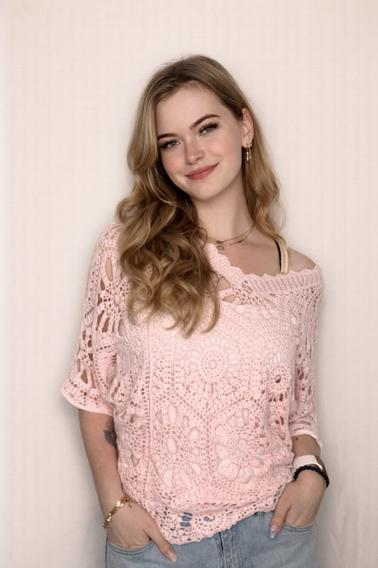 Isla Crochet 2-Piece Top - Pink