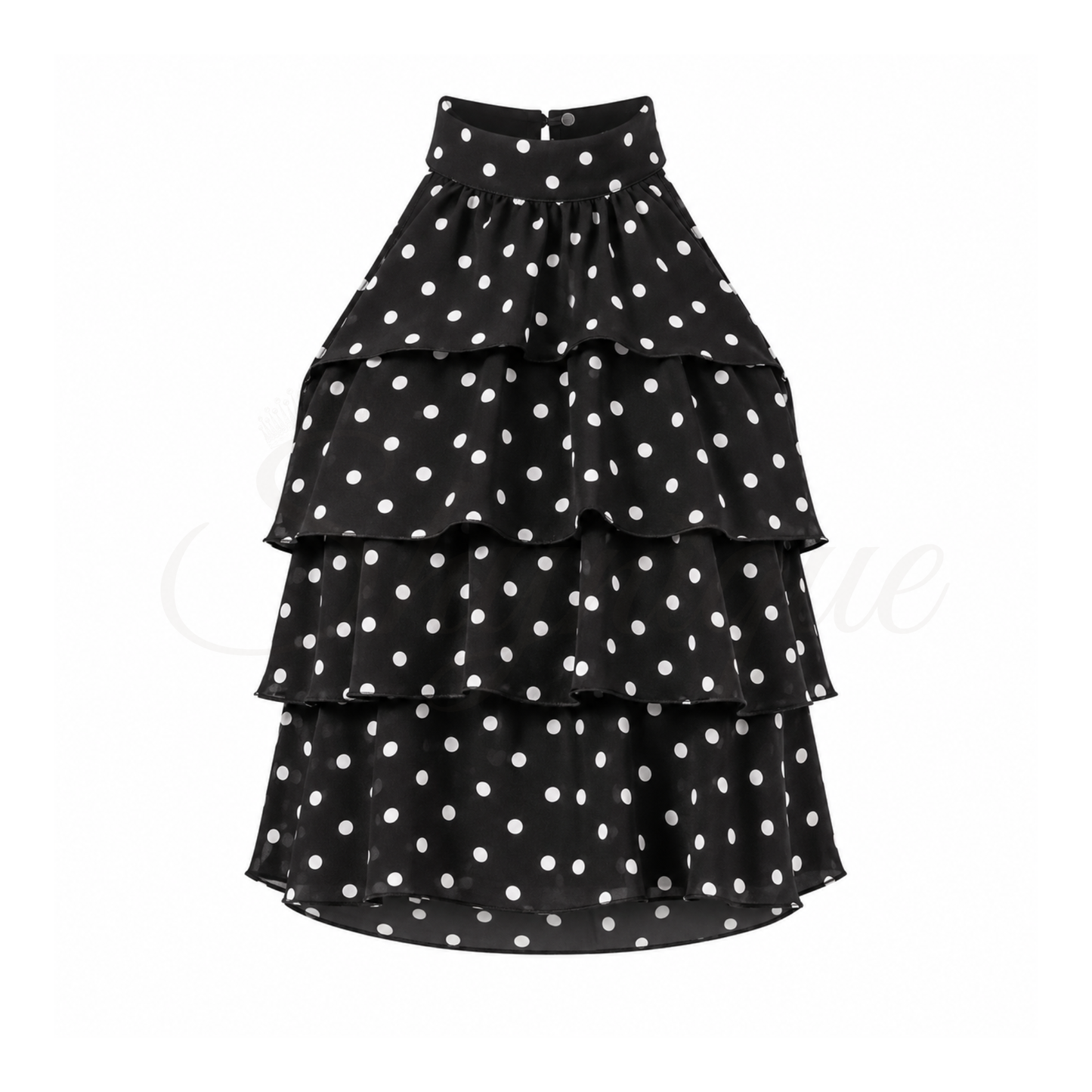 Polka Dot Ruffle Top – Black