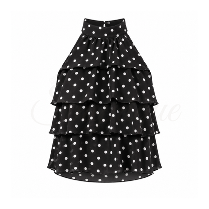 Polka Dot Ruffle Top – Black