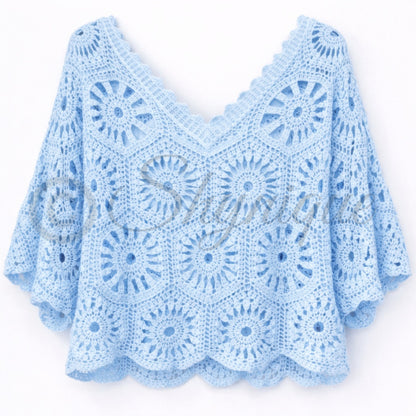 Isla Crochet 2-Piece Top – Sky Blue