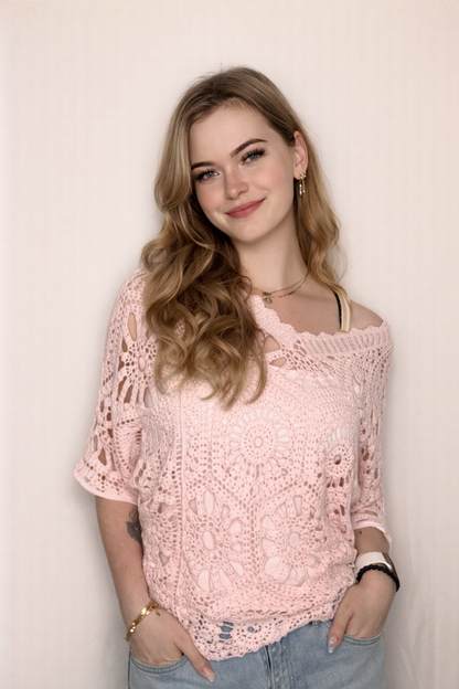 Isla Crochet 2-Piece Top - Pink